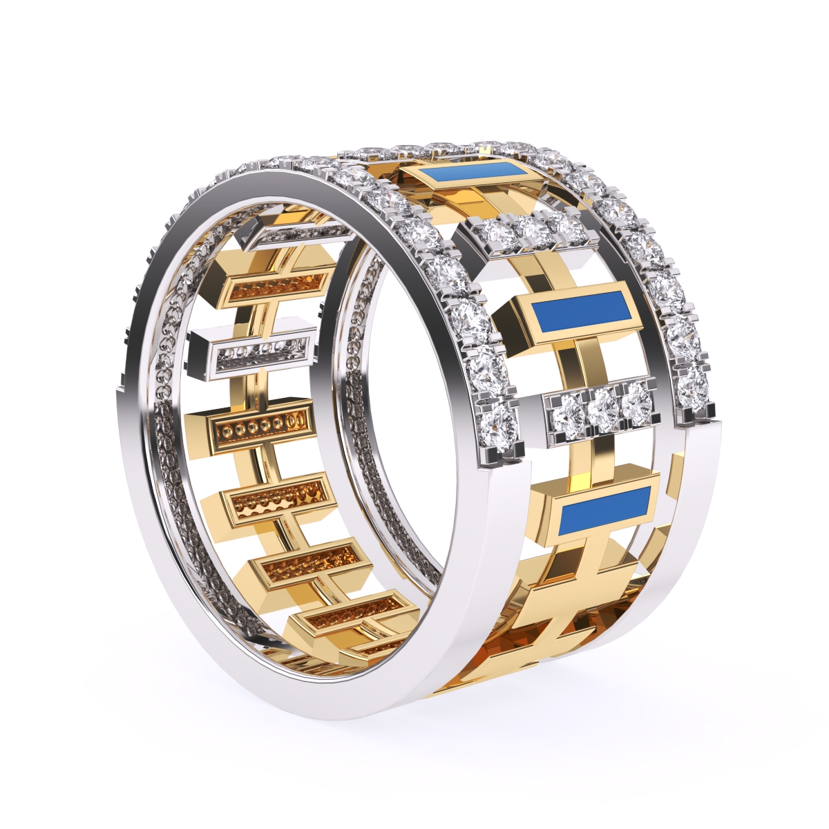 Luxurious Cluster Diamond Thick Wedding Band